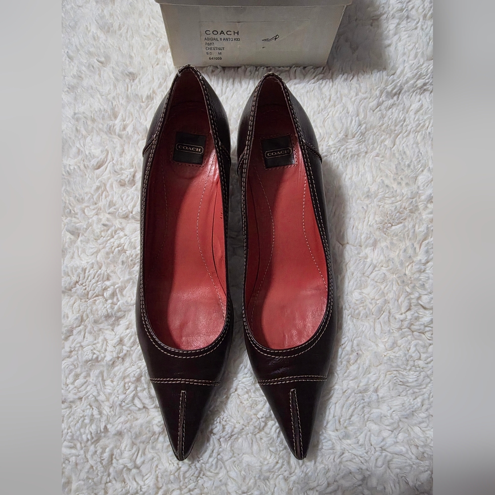 Coach ABIGAIL II Antiq P687 Chesnut Leather Heels P687 Women's 9